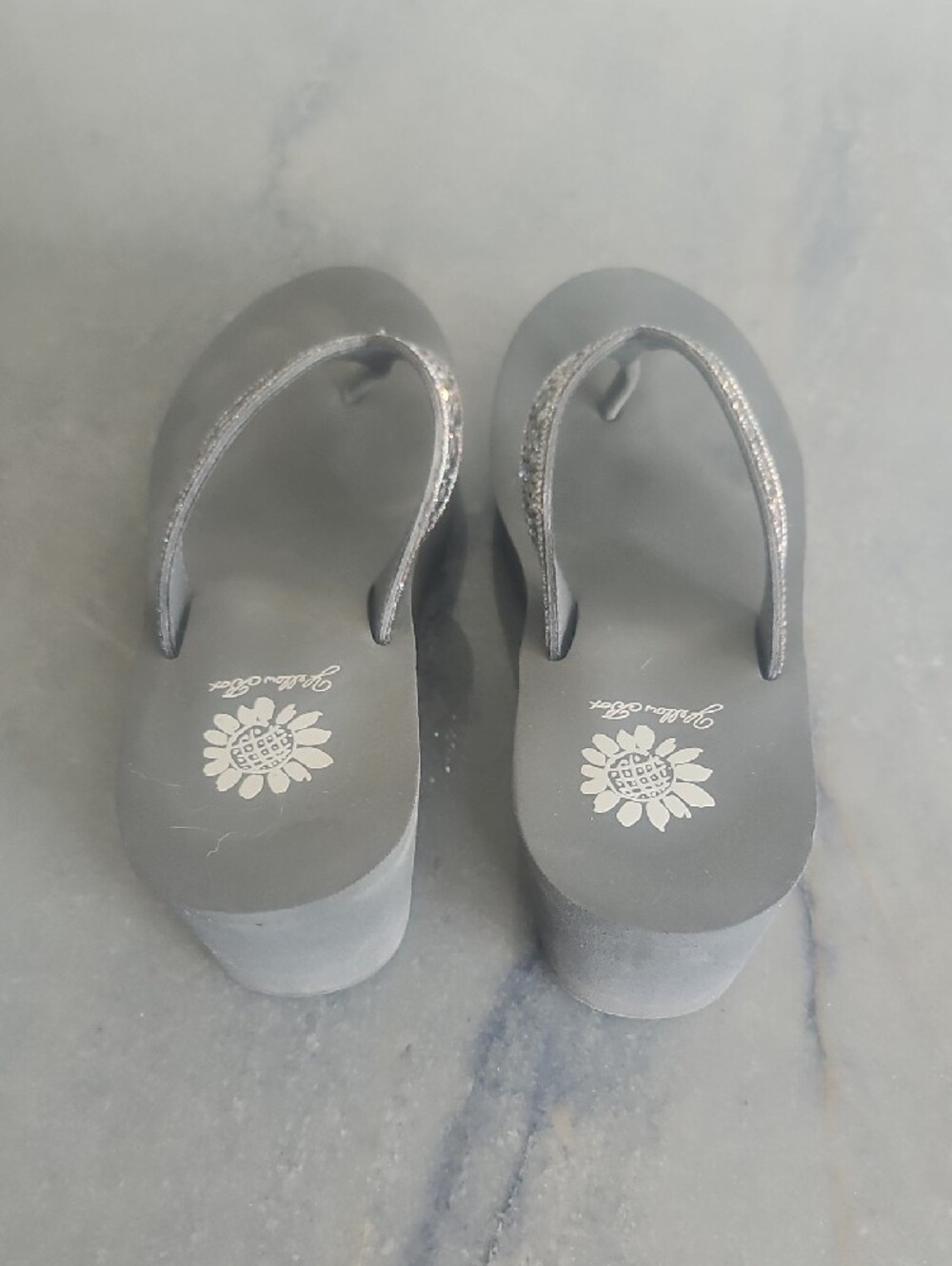 Yellow Box Silver Jeweled Wedge Sandals - Picture 2 of 7